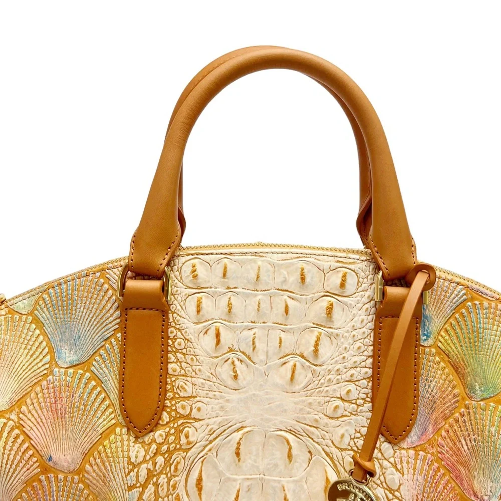 Brahmin Large Duxbury Satchel Scallop Bondi Pastel Seashell Embossed Leather